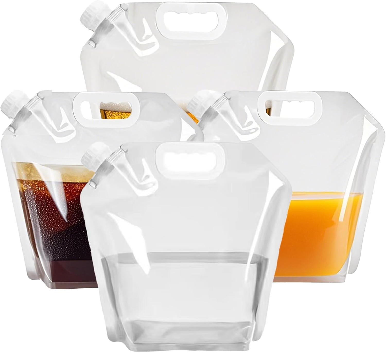 4 Pack Collapsible Water Jugs, 1.3/2.6 Gallon – Freezable, BPA Free Clear Plastic Water Bag with Handle for Outdoor, Camping, Emergency, Hiking – Leakproof Collapsible Water Container Bags(4 x 10L)