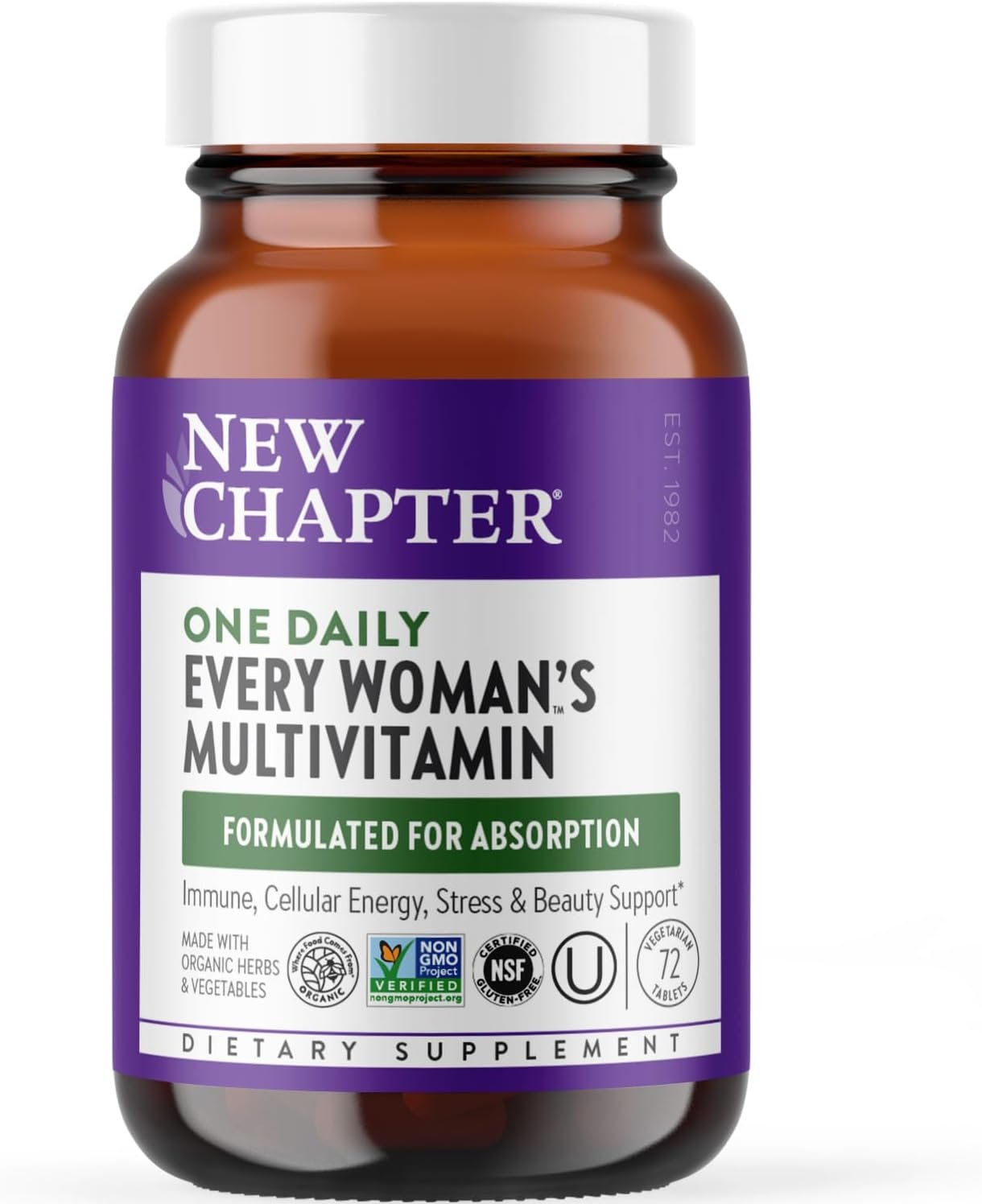 New Chapter Women’s Multivitamin for Immune, Beauty + Energy Support with 20+ Nutrients — Every Woman’s One Daily, Gentle on the Stomach, 72 Count