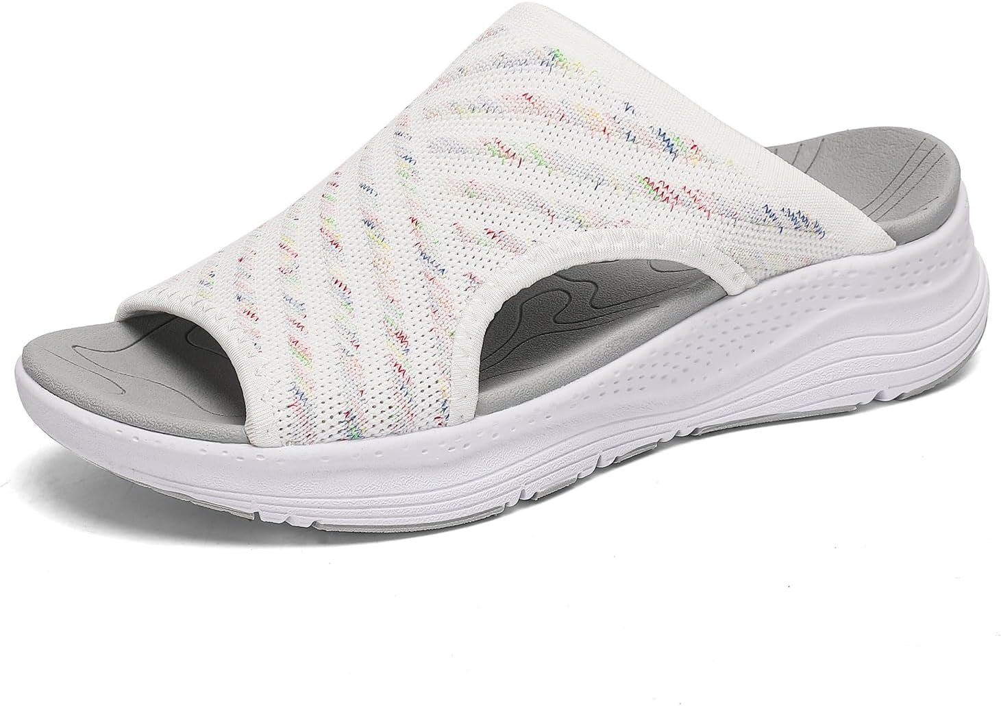 Womens Orthopedic Platform Slides Sandals with Arch Support Ladies Comfortable Walking Open Toe Plantar Fasciitis Slip On for Summer