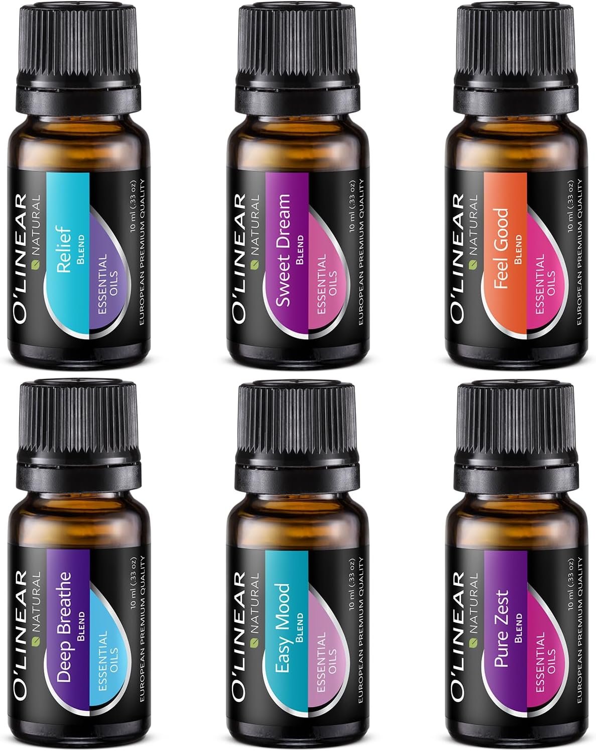 O’linear Essential Oils 6 Blends Set – Perfect for Humidifiers and Diffusers, Aromatherapy Diffuser Oils Scents, Essential Oil Kit for Home Use, Essential Oil Pack with Various Scents