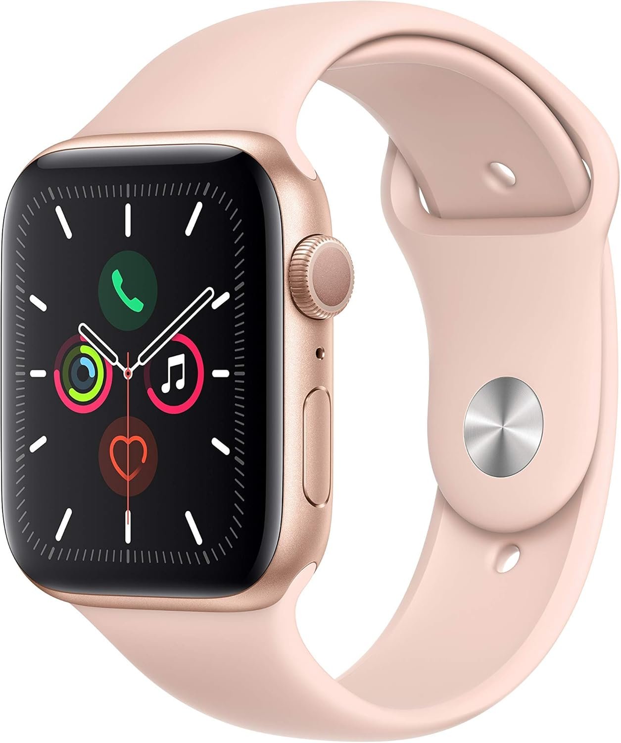 Apple Watch Series 5 (GPS, 40MM) – Gold Aluminum Case with Pink Sand Sport Band (Renewed)