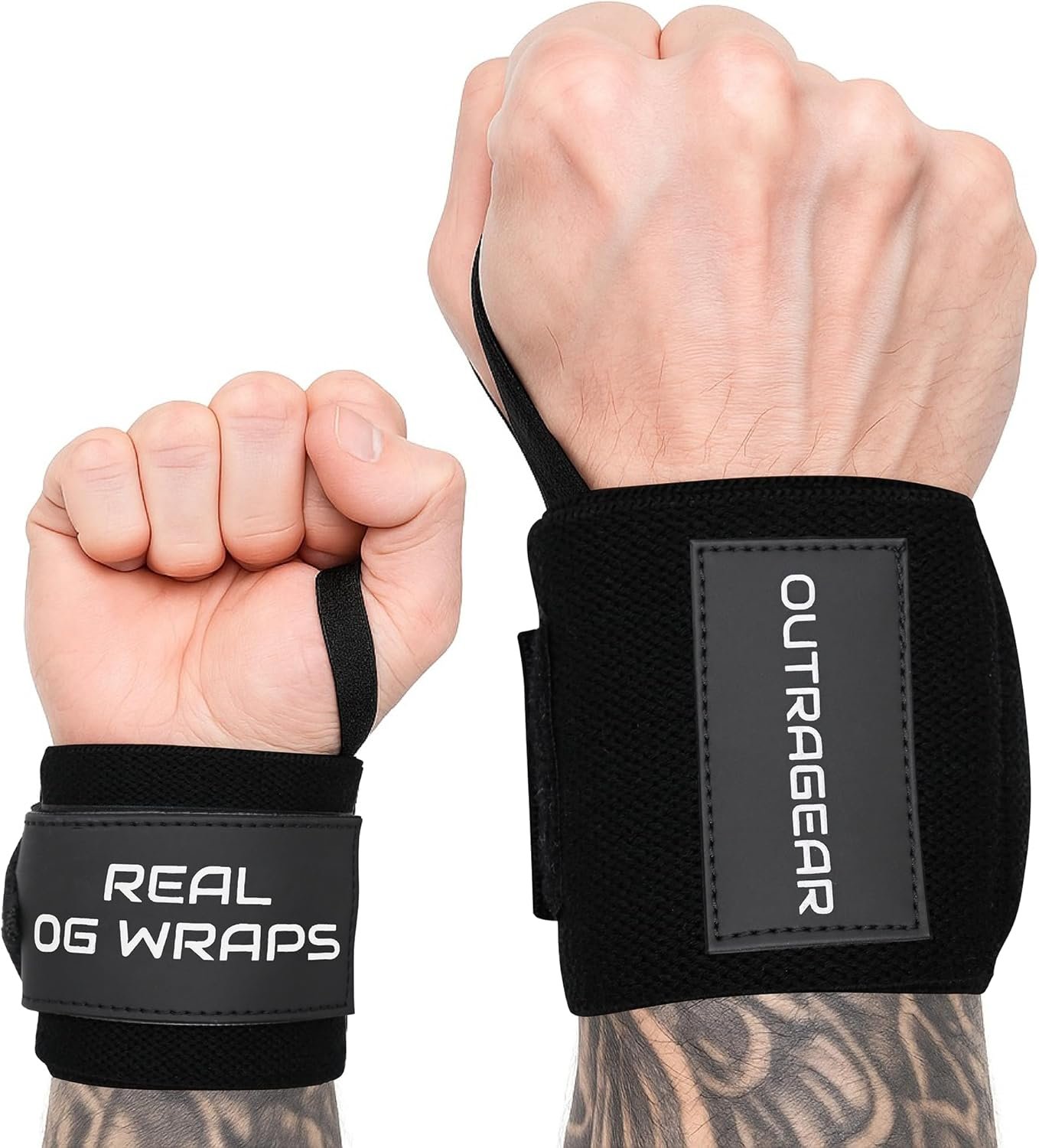 18″ OG-Grade Wrist Wraps for Weightlifting – Heavy Duty Wrist Support with Thumb Loop & Lockdown Strap – Wrist Straps for Powerlifting, Bench Press & Gym Training