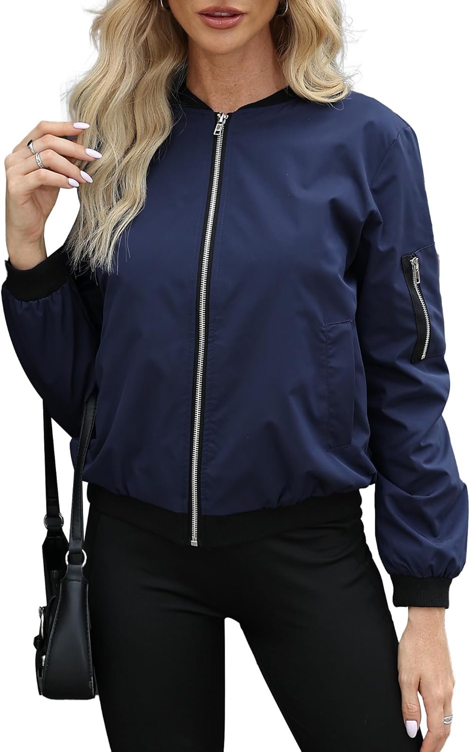 Argstar Women’s Bomber Jacket Lightweight Casual Windbreaker with Pockets S-XXL