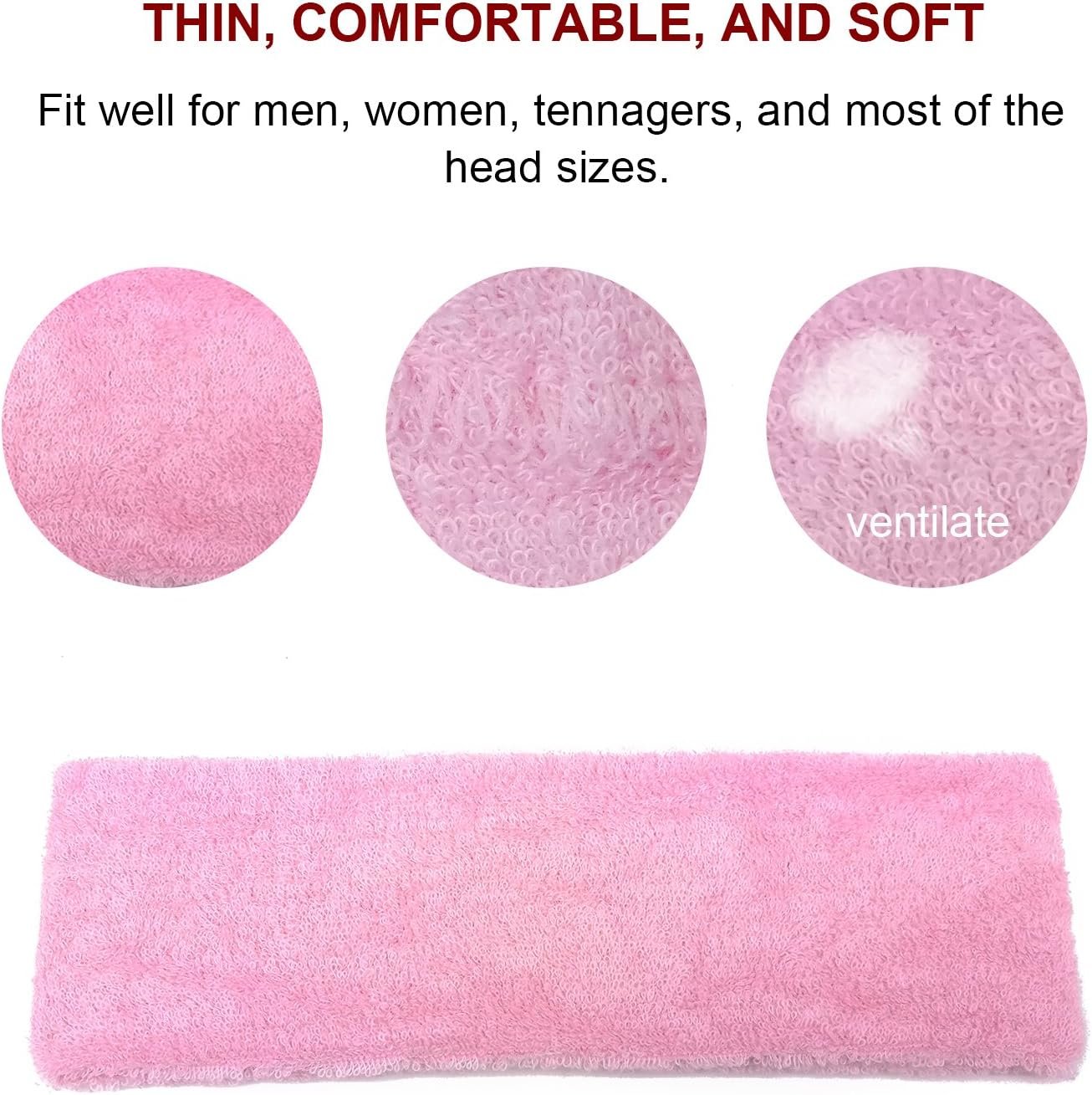 INNOLIFE 15 PCS Ultra Thin Sweatband for Women, Yoga Headbands, Soft Cotton Sweatbands Fabric Headbands for Indoor Outdoor Yoga Exercise Fitness