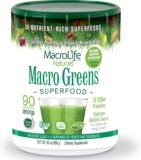 MacroLife Macro Greens Powder 38 Superfood Probiotics Antioxidants Digestive Enzymes & Adaptogen Supplement – Daily Super Green Juice & Smoothie Mix – Non-GMO Vegan Gluten-Free – 30 oz (90 Servings)